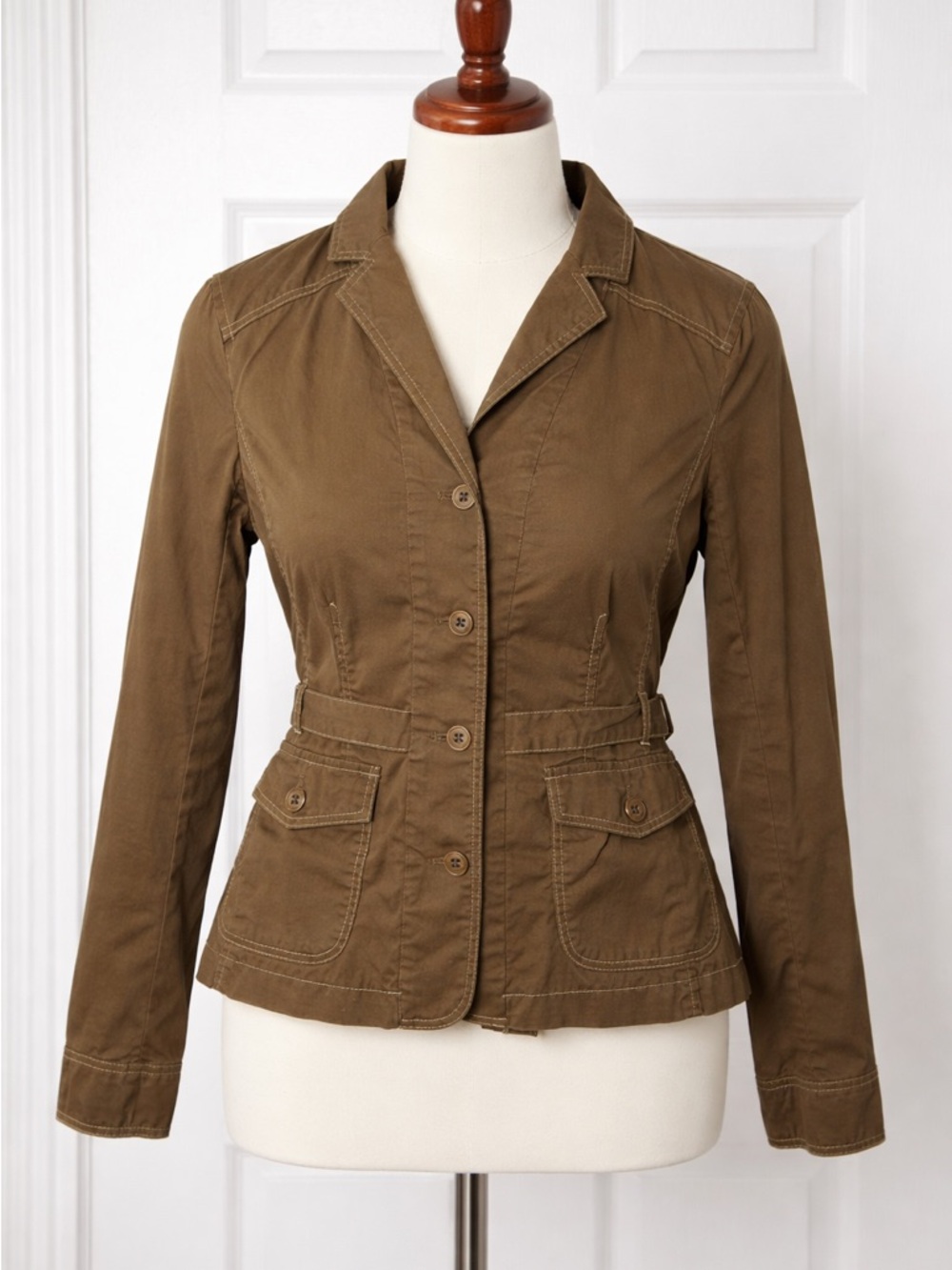 J. Crew Women's Brown Blazer Jacket size XS pockets, 109% Cotton, flawed